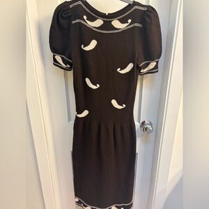 1960s Adolfo New York knit  mustache ??cocktail dress .